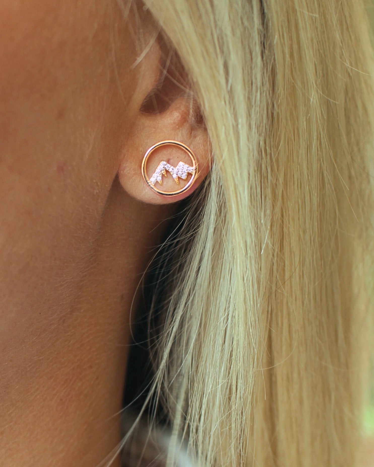 Berg Ohrringe – Glitzernde Berge Rosèvergoldet